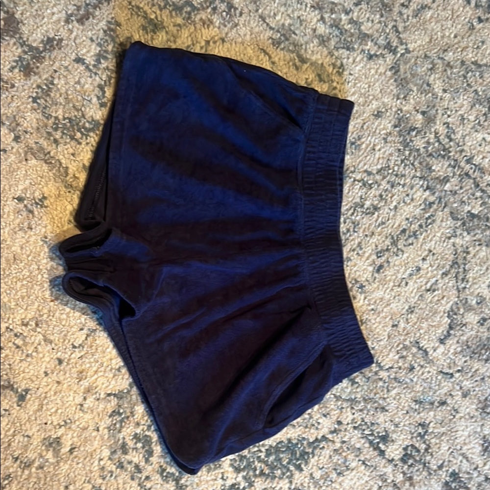 Navy Blue Velour Shorts